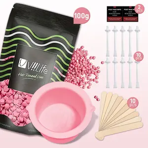 Wax Bean Hair Removal Set, Multi-Functional Hard Wax Beads, Body Face Leg Brazilian Depilation, All Skin Types, Home Wax Therapy Kit, Waxing Kit