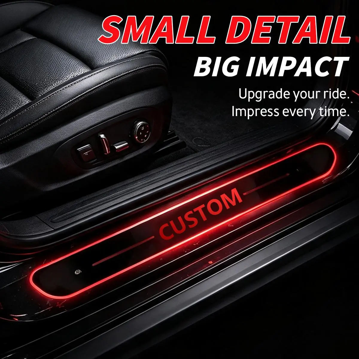 Custom Order LED Car Door Sill Lights, Personalized Logo, Name or Text, USB Rechargeable Magnetic Auto-Sensing Welcome Pedal Strips