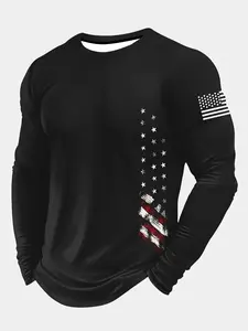 Men's Round Neck Printed Long Sleeve Pullover Sweater, Casual Fitted Knitwear for Fall & Winter, Outdoor Sports Wear