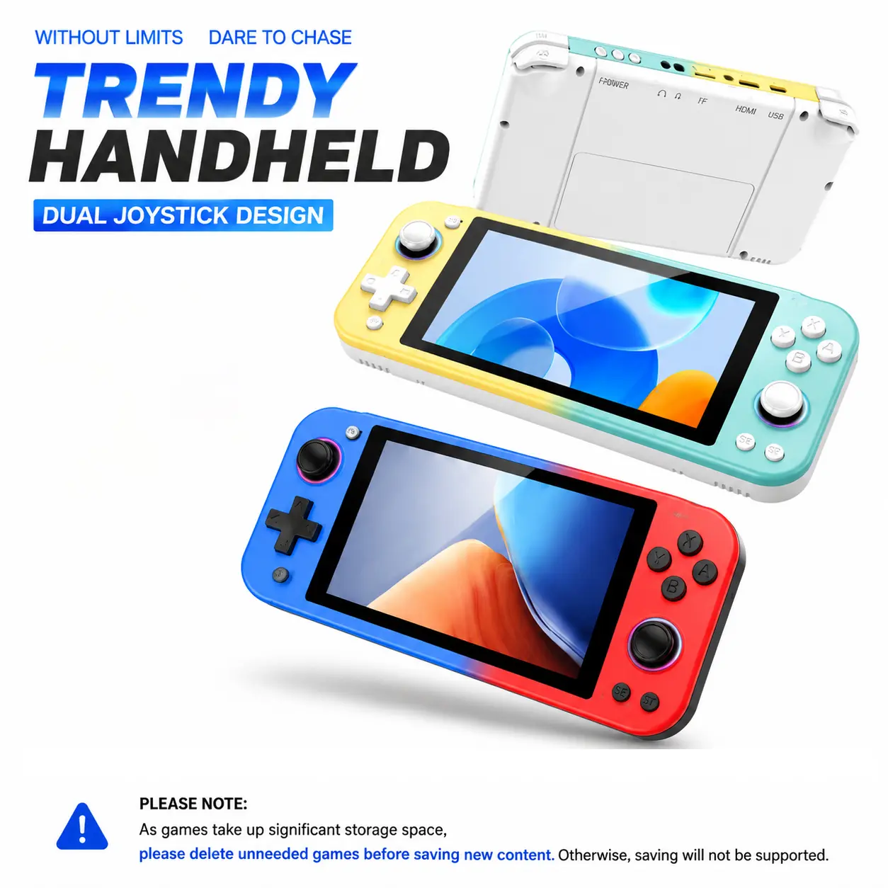 R50S Retro Handheld Game Console — Featuring a 5.1-inch IPS screen, 128GB storage, and a Linux system, this portable device lets you enjoy classic games. It supports HDMI connectivity for high-definition output.