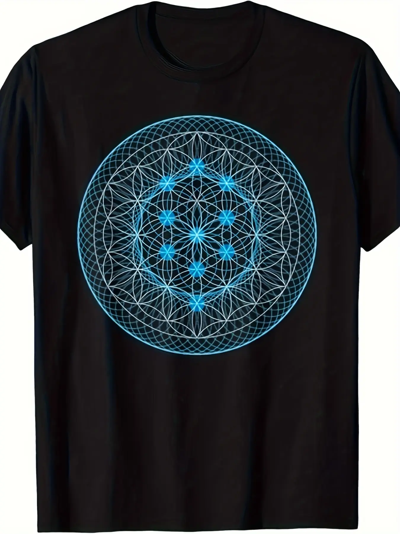 Men's  Women's Sacred Geometry Flower of Life Kabb unisex soft cotton short sleeve t shirt, vintage graphic casual tee for men women teens, perfect birthday holiday gift for camping travel gym daily street casual wear