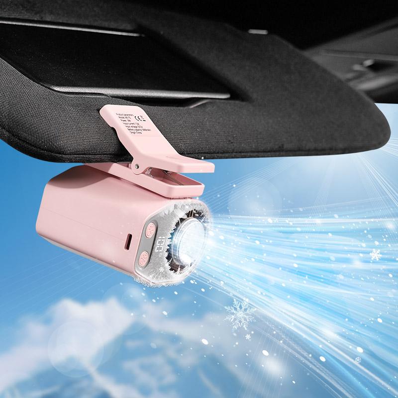 JOYTUTUS 2026 Car Clip On Air Conditioner Fan with LED Display - 360&deg; Rotation, 100 Speeds Adjustable, USB Rechargeable Personal Cooling Fan, 16℃ Semi-Cooling Wide Clamp 20Hr Battery 3000mAh Battery