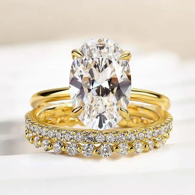 Effinny Jewelry 3.5ct Oval Cut 3PCS Wedding Ring Set in 925 Sterling Silver, 5A Cubic Zirconia Promise Ring Set, Bridal Ring Set for Women