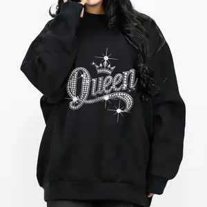 Queen Art Style Script Chicana Chicano Clothing Lowrider Clothing Chicana Art Gangster Clothes Cholo Outfit Cotton Fabric Menswear Casual Streetwear Hoodie Unisex Loose Fit 100% Cotton