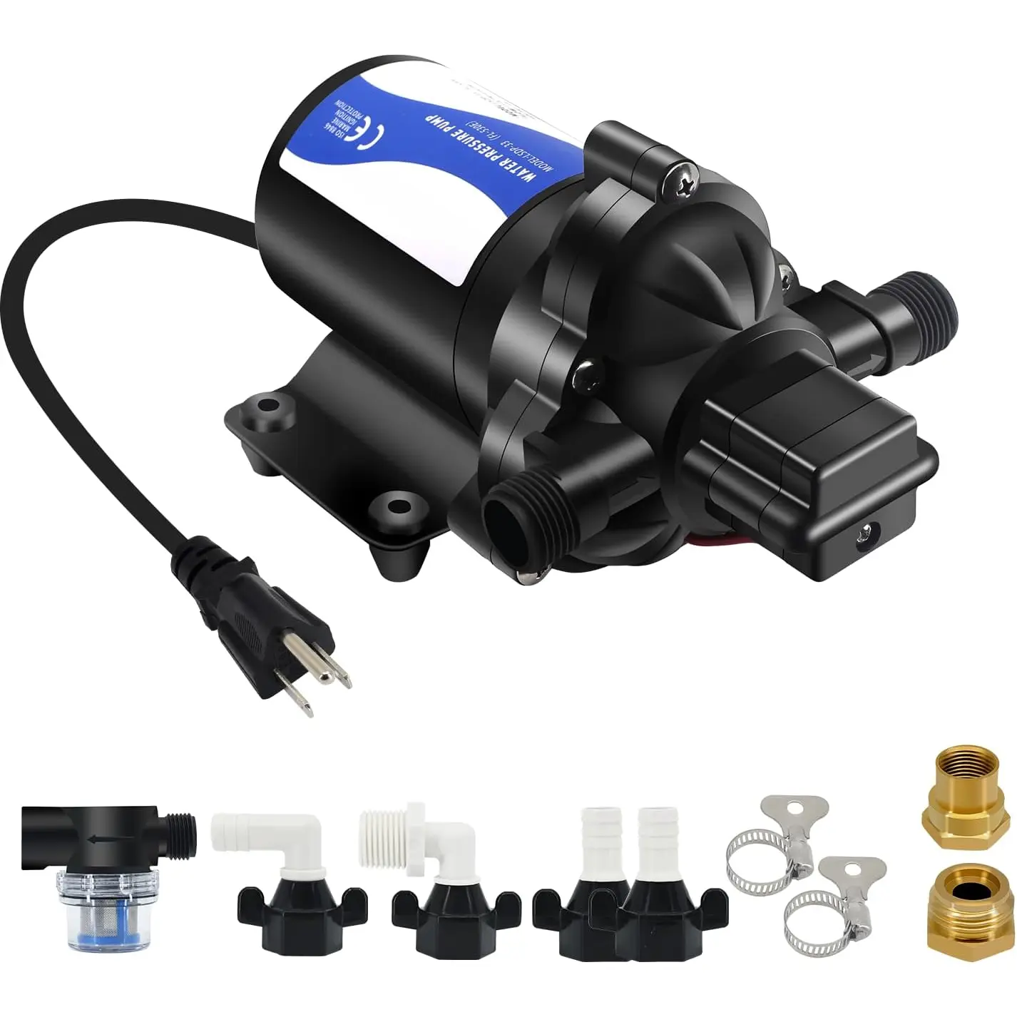 110V RV Fresh Water Transfer Pump for garden Hose Pool Draining Irrigation Diaphragm Pump 4.0GPM 45PSI Water  Booster Pump On Demand Diaphragm Washdown Pump