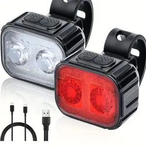 2024Rechargeable Bicycle Light, Ultra Bright 8+12 Modes, Front Rear Reflective Lights for Night Riding/Cycling Safety, 58-Hour Battery Life2025