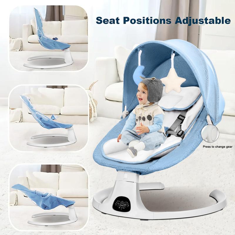 Baby Gift Electric Baby Swing for Infants with 5 Speeds,10 Lullabies,Adjustable Sound Volume,Baby Rocker, Baby Bouncer,Baby Electric Bassinet,Indoor & Outdoor Use,Remote Control,Grey