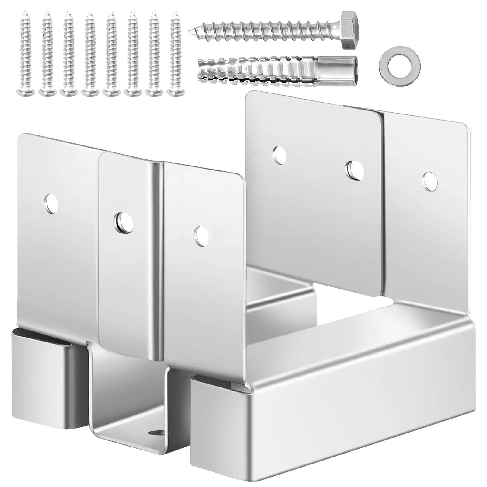 VEVOR 4x4 Post Base 10 Pcs, Inner Size 3.53x3.56inch/89.6x90.5mm Concrete Post Anchor, Heavy-Duty Zinc-Plated Carbon Steel Posts Brackets with 1 Inch Standoff Elevation, for Concrete Pergolas PatiosSummervibes, Patio, 4X4 Inch