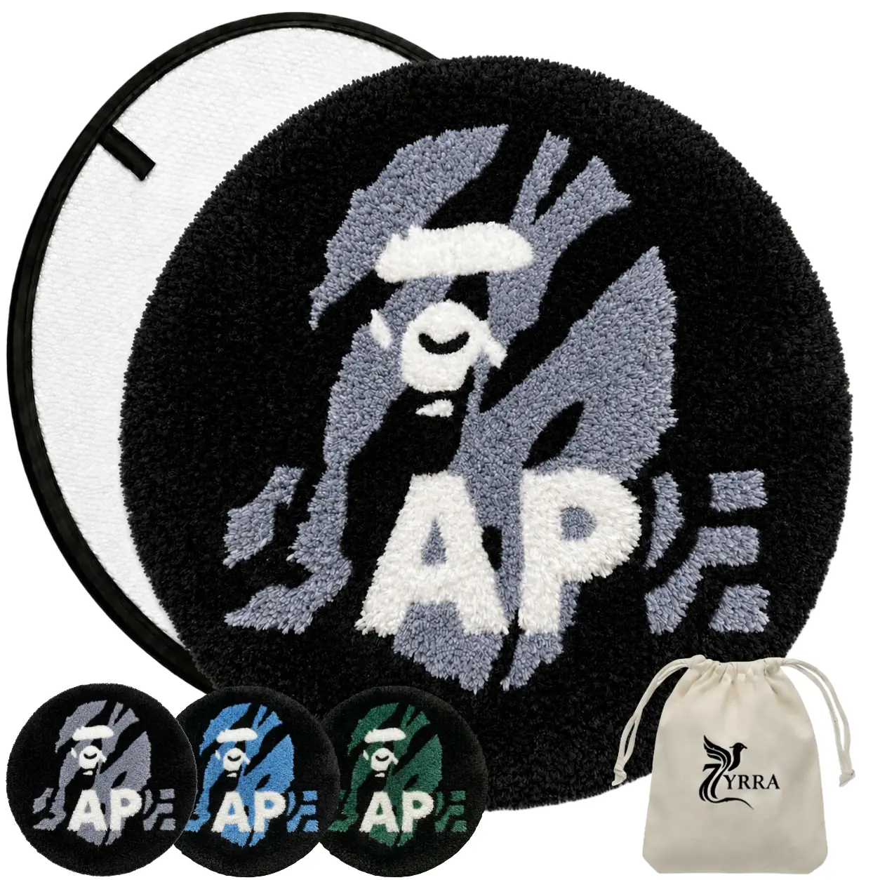 ZYRRA BAPE Rug for Cool Gaming Room Decor - Fluffy 24x24" Wall Decor for Streetwear & Hypebeast Room Decor - Non Slip & Non Shedding Bedroom Rug - Machine Washable, Absorbent Mat for Bathroom Decor R