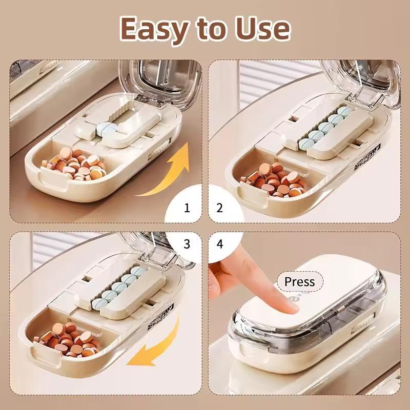 Adjustable Pill Cutter & Splitter for Small Pills, Precise Alignment - Includes Pill Organizer Case for Daily Medication Management, Tablet Cutter for Easy Pill Cutting, dustproof box