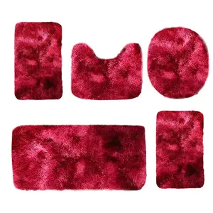 6/5/4/3pcs Set Luxury Shaggy Bathroom Rug Mat Set, Non Slip Tie Dye Bathroom Rugs Extra Thick Super Soft Microfiber Water Absorbent Bath Mats With U-Shaped Toilet For Bathroom, Tub, Shower