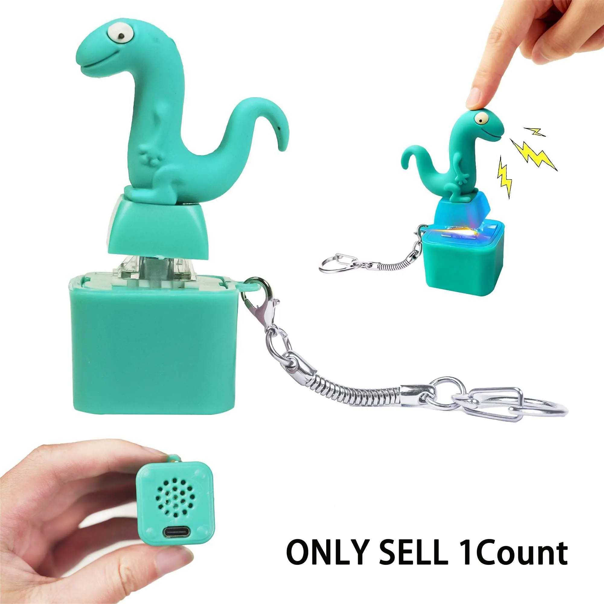 Rechargeable Keyboard Fidget Toy, Lizard Shaped Keychain Sound, Colorful Keychain Light, Portable Fidget Clicker, Lightweight Keychain, Stress & Anxiety Relief, Sensory Fidget Keychain
