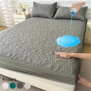 Waterproof Mattress Cover Set, 3 Counts/set Including 1 Count Fitted Sheet & 1/2 Counts Pillowcase, Soft Comfortable Breathable Bedding Set for Bedroom, Bedset