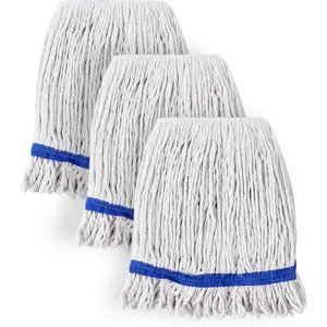 3 Pack Mop Heads Replacement, Universal Commercial Mops for Floor Cleaning, Looped-End Cotton Mop  Refills for Multi-Surface, Home Industrial  Tile