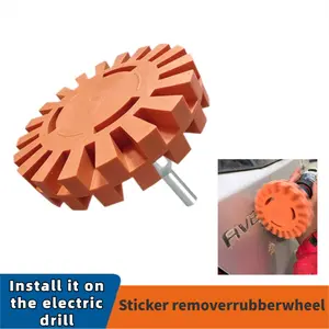 1pc Gear Design Rubber Eraser Wheel, Remove Pinstripes, Stripes, Decal And Adhesive Remover Tool, Stickers, Tape And Graphics On Car, RVs, Boat And Trucks 4-inches Diameter With Drill Adapter, Car Repair Tool