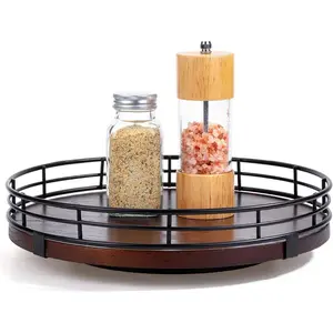 - Lazy Susan Turntable Organizer, 12", Dark Mahogany Lazy Susan for Table Top