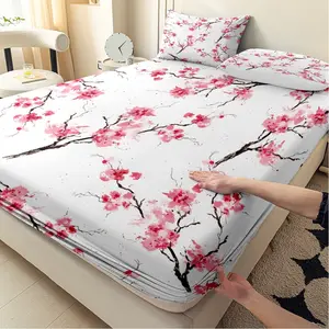 Soft Skin-Friendly Bed Sheet Set, Digital Print Pattern, Fashion Bedroom Essential, Decorative Bedsheet Sets, Anti-Shrink High-Quality (1 Fitted Sheet + 1/2 Pillowcases)