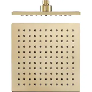 Rain Shower Head Brushed Gold, 8 Inch Square Shower Head, ABS Bath Shower head, High Pressure High Flow Rainfall Shower Heads