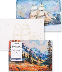 Watercolor Coloring Book, 15 Sheets A5 (8.3 x 5.8),Watercolor Book for Adults: Ignite Your Artistic Expression on 100% Cotton Paper (Land-Scape)