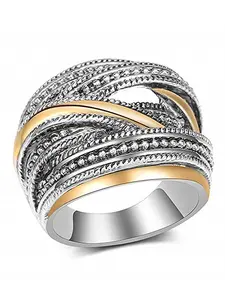 Fashion Criss Cross Design Ring, Rings for Women, Textured Metal Decor Ring for Women, Wedding Engagement Bridal Jewelry Gift, Stackable Rings, Statement Rings