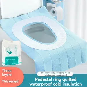 1 pack of 10 toilet seat covers, disposable toilet seat covers for business travel and hotel use, waterproof thickened pads, full-coverage design, individually wrapped, universal fit.