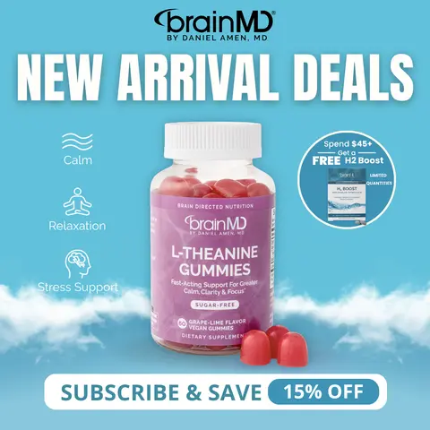 L-Theanine Gummies | BrainMD | 60 Gummies | Stress & Anxiousness Relief | Calm Focus & Restful Sleep Support | L-Theanine