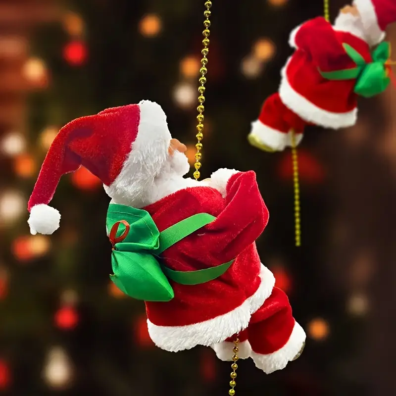 Christmas Santa Climbing Rope Decoration, Hanging Cord, Battery Powered (no Aa Batteries), Indoor Outdoor Tree Decor