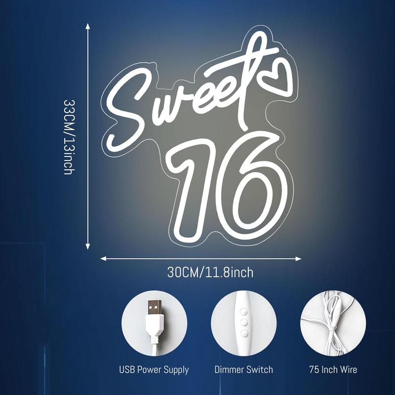 Mis 15 Quinceanera Neon Sign, Suitable for Wall Decoration, Bedroom LED Neon Sign, Suitable for Adult Ceremony, Christmas, Birthday Party, A Unique Gift for Lover, 5V Power Adapter, 15.4 * 11.4 inches (White).