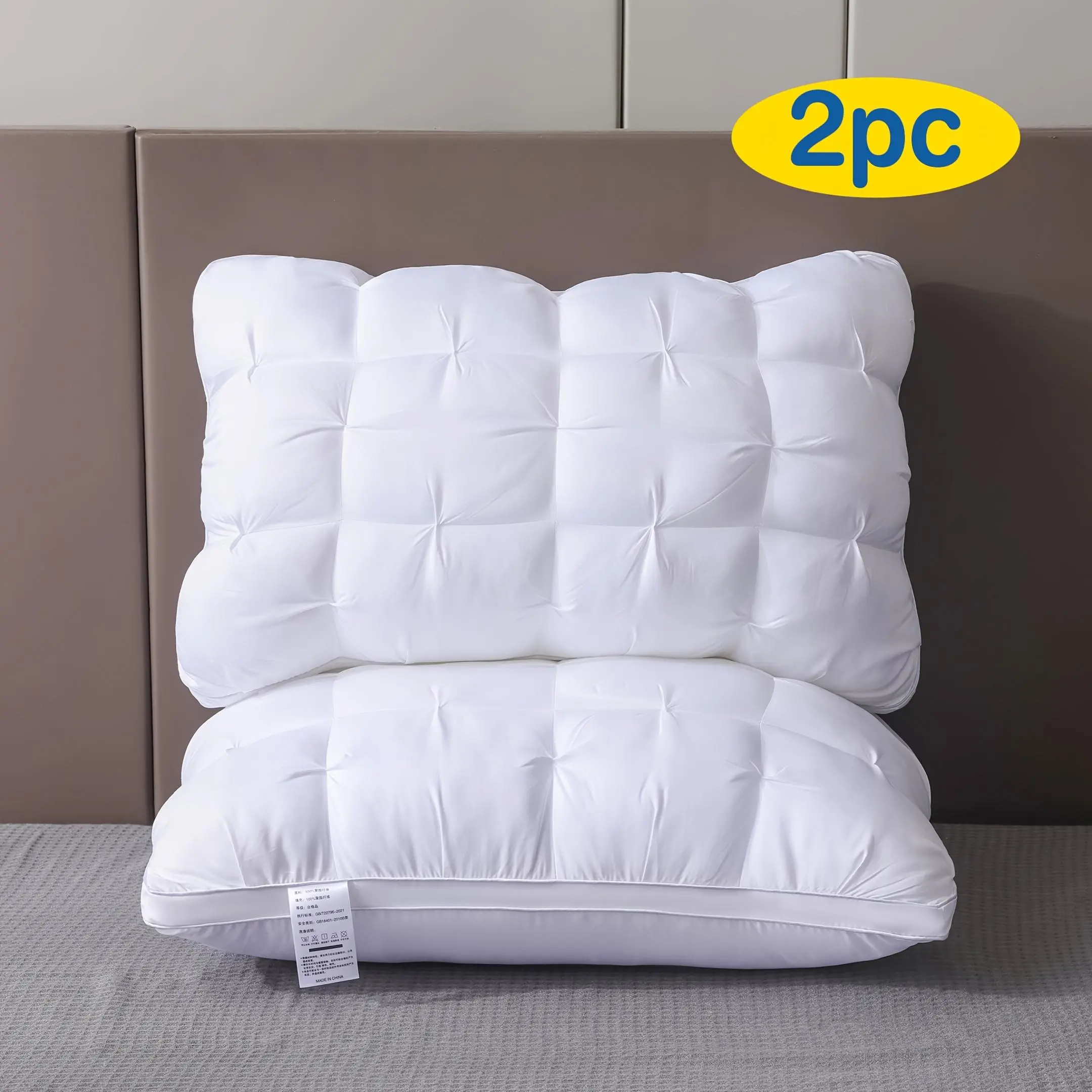 2pcs Standard Extra Long 20x30in Luxury Hotel Linen Pillows - 5-Star Quality, Non-Collapse Neck Support, All-Season 100% Nanofibers Core, Anti-Allergic Polyester Plain Weave Cover, Zipper Closure, Plush for Hotel/Home, Spa - Machine Washable