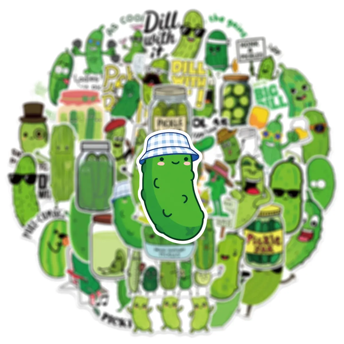 50pcs Fun Pickle Cucumber Stickers, Suitable for Scrapbooks, Diaries, Laptops, Water Bottles, Cars, Etc. A Gift with A Positive Message Based on Beliefs.
