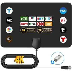 TV Antenna Indoor, 2025 Digital TV Antenna for Local Channels, HDTV Antennas for Smart/Old TV Indoor with 12 FT Cable 360° Reception Support 4K 1080p