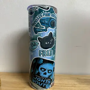 Lights out themed 20oz tumbler.