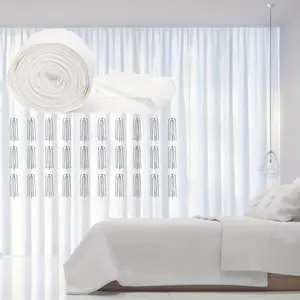 1 set Curtain Accessory, 10 Meters White Curtain Tape Curtain Heading Deep Pinch Pleat Tape, With Four-pronged Hook, Curtain Pleater End Tape Hooks Clips For DIY
