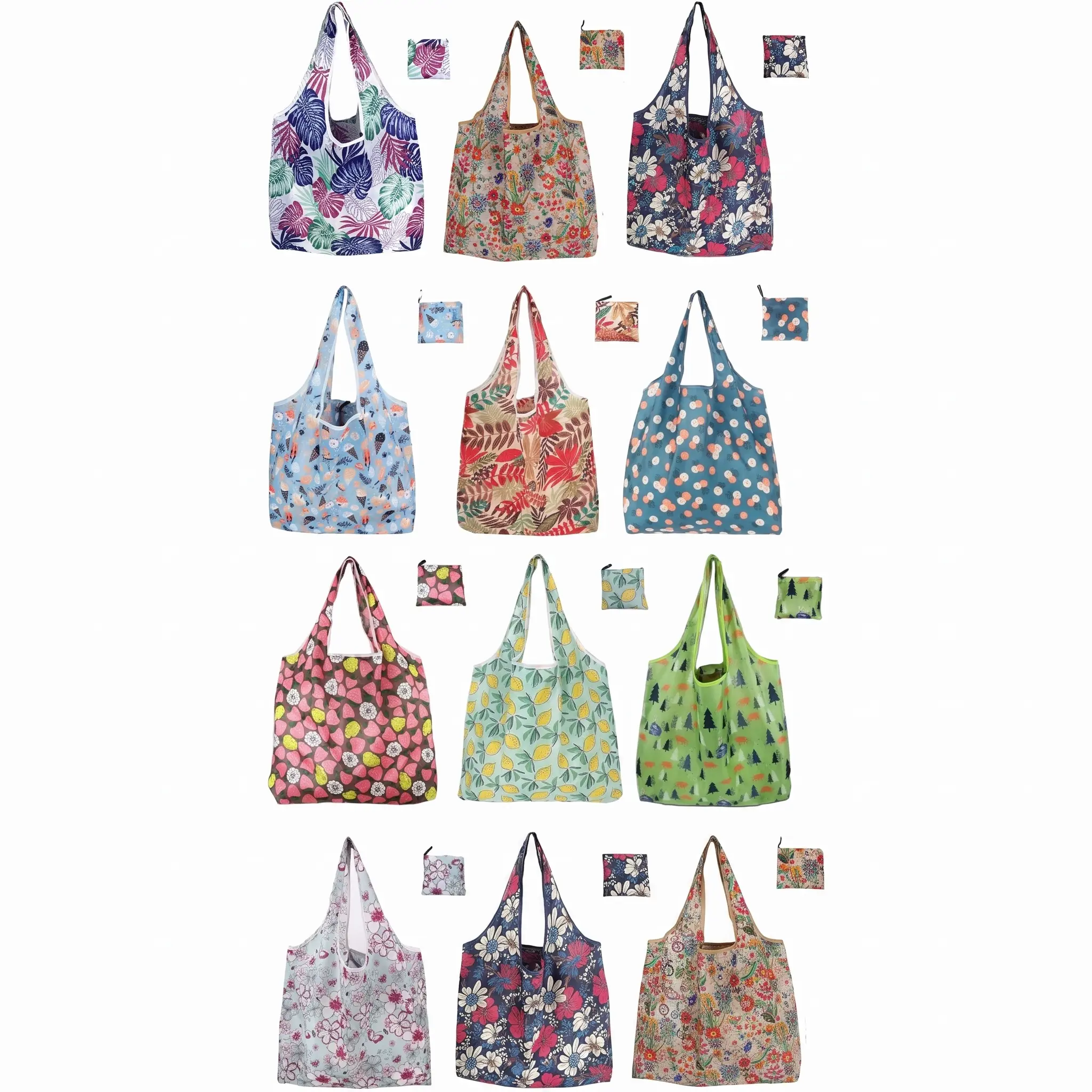 12 Pack Reusable Grocery Bags Heavy Duty with Handles, Reusable Shopping Bags for Women, Foldable, Washable for Store, Travel