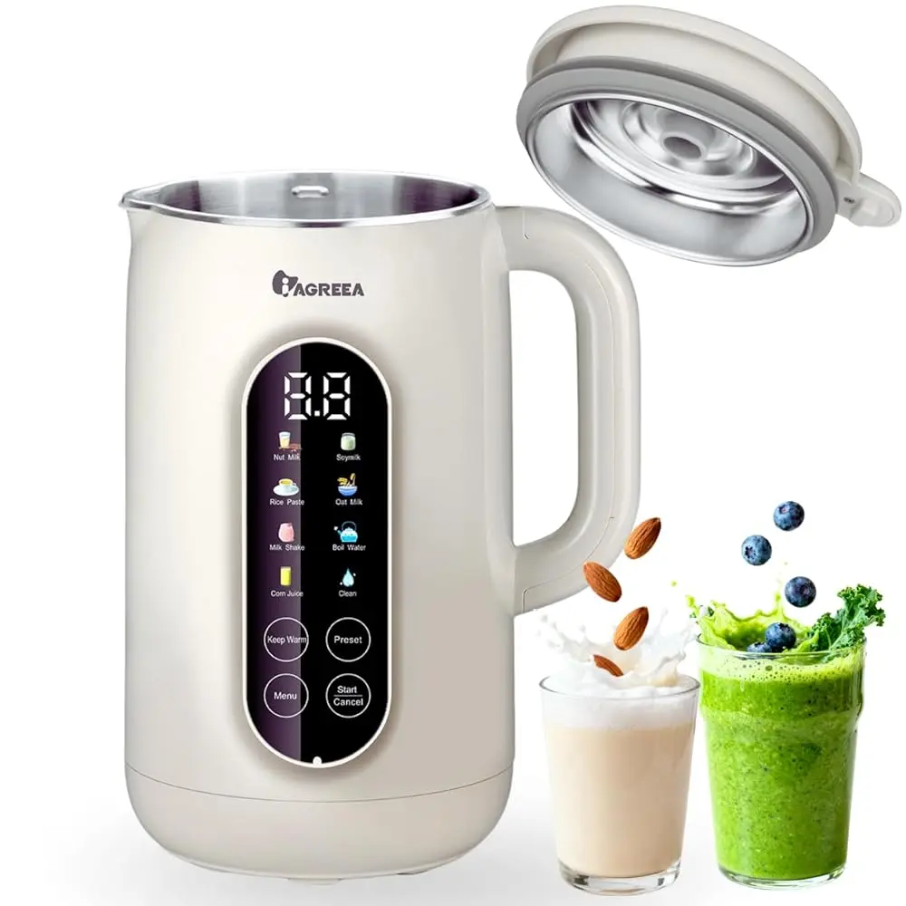 Electric Bean & Nut Milk Machine, 34oz/1000ml Electric, Household Kitchen Appliances, Nut Milk Maker, Household Juicer Blender, Drink Maker