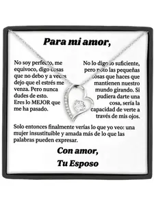 To My Love Necklace Gift Heart Pendant with Cubic Zirconia,Forver Necklace,Ideal From Husband To Wife To Celebrate Eternal Bond