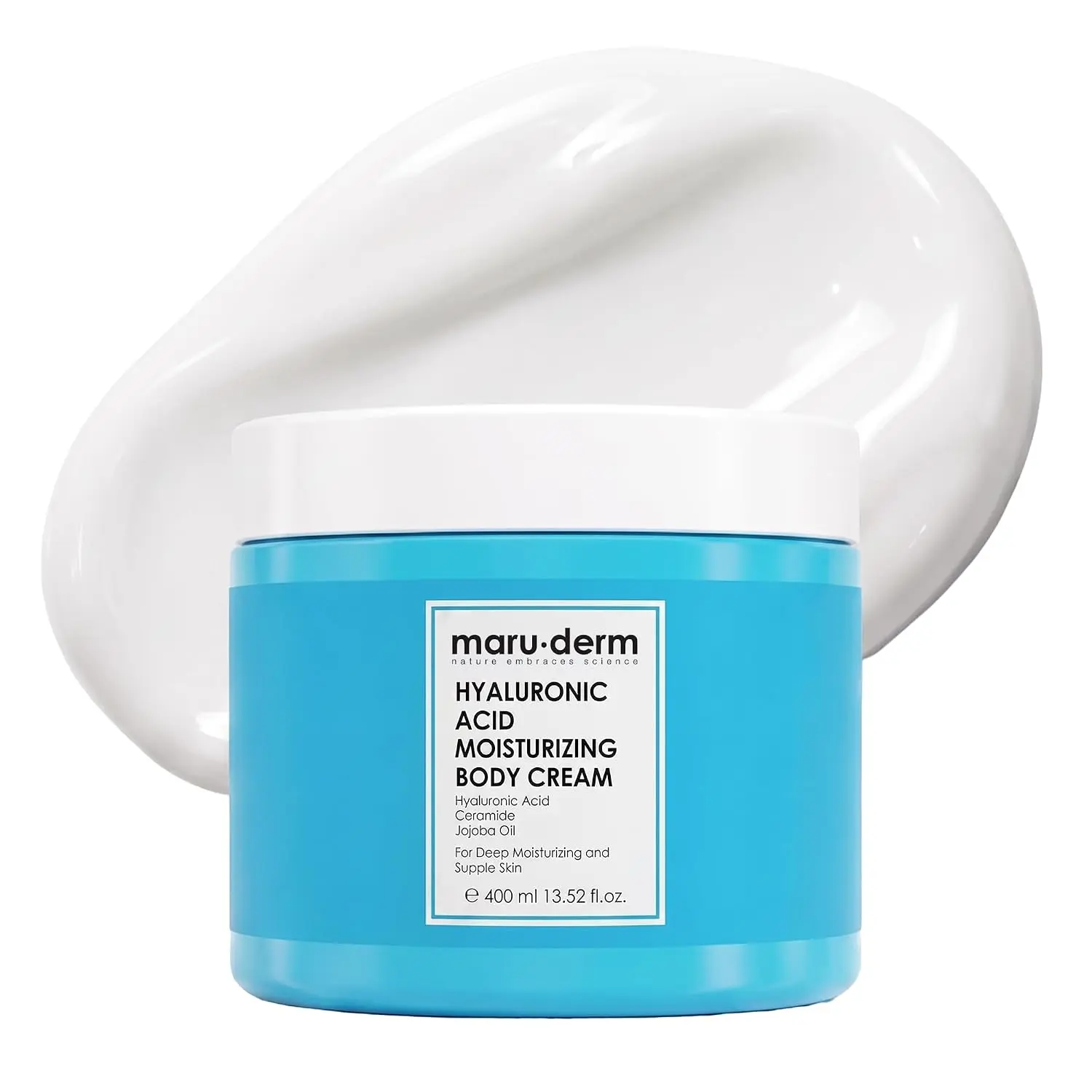 Maruderm Hyaluronic Acid Body Cream for Dry Skin - Moisturizing Cream with Ceramides and Jojoba Oil for Deep Hydration and Skin Barrier Support - Firming Body Cream for Smooth Healthy Looking Skin