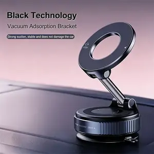 Adjustable Foldable Magnetic Phone Holder for Car, N52 Strong Magnet, 360° Rotatable Vacuum Suction Cup Mount, Sleek Durable Design for Dashboard Bathroom Tiles Glass Surfaces