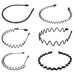 6-Count Headband Set, Metal Body Wave-Zig Zag Elastic Training Headband with Comb, Textured Twist Design, Stylish Women's Hair Accessory for Sports, Ideal Women's Gift,summervibes