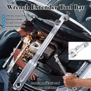 Wrench Extension Bar for Amplified Torque, 13.5'' Universal Torque Extension Adapter for Wrenches, 1/2'' Drive Wrench Extension Bar with Amplified Torque, Heavy-Duty Assist Bar for Mechanics, Automotive Technicians, and Machinists, Fixing Tool