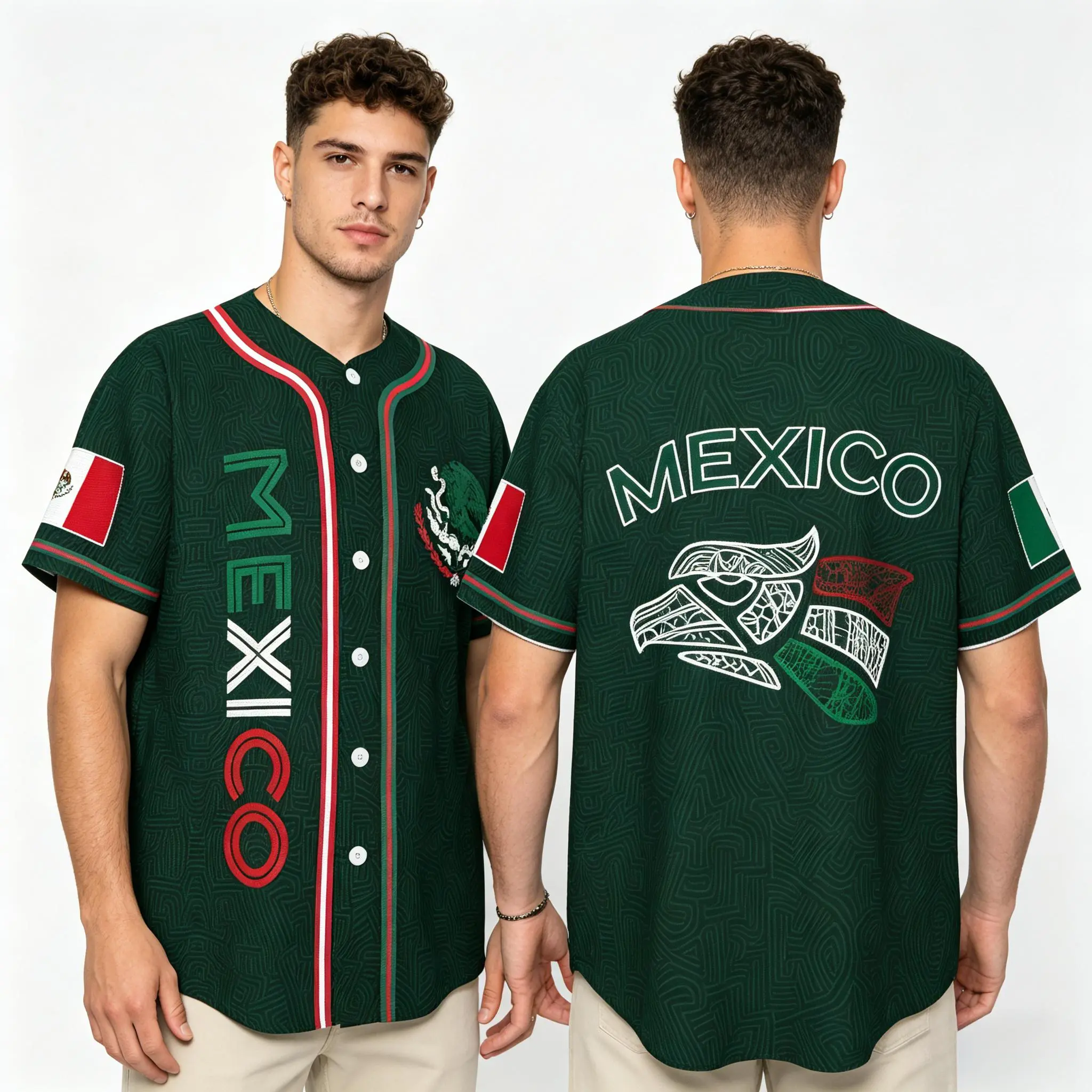 Full-Print Mexico Baseball Jersey, Classic Aztec Calendar Mexican Ethnic Totem Design, Stylish Sportswear, Must-Have for Game Day and Sports Fans # TikTokMadeMeBuyIt # MexicanPride # AztecTotem # SportsWear