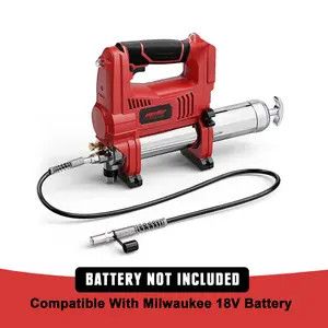 Mellif Power Grease Gun Compatible with Milwaukee 18V Battery (Tool ONLY), 10,000 PSI, Brushless Motor, 5 Variable Speed, 14 OZ Capacity, 30" Hose, Built-in LED, Safety Lock, Low-Voltage Protection