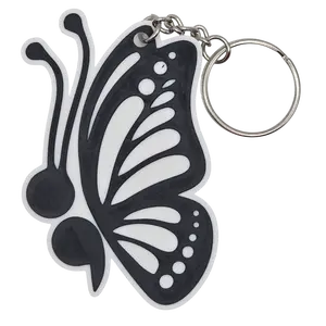 Monarch Side View Semicolon Keychain with Double Ring for Suicide Prevention Awareness 3D Printed Butterfly Design Lightweight Durable Metal Keyring Attachment