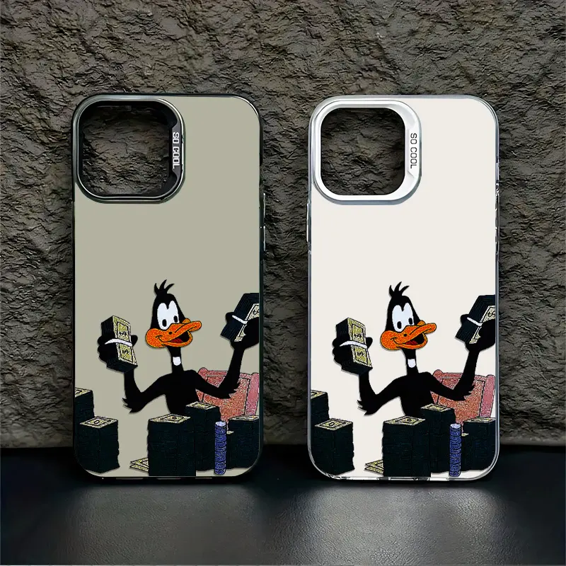 Chrome Daffy Duck Vibe The Coolest Case in Town Cool Colors Glowing in Sunlight iPhone 17 Pro Max 16 15 14 13 12 11 Pro Max Plus Screen Protector iPhone 16 Pro Max Curiosity Shockproof Soft Silicone Transparent Acrylic Protective Case L461