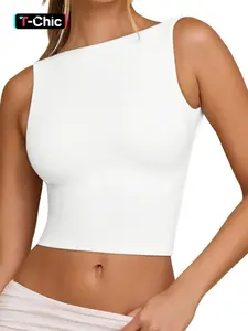 Ladies' sexy backless sleeveless Knitted Fabric Basic vest - elegant daily party - suitable for summer tops