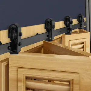 summervibes VEVOR Bi-Folding Sliding Barn Door Hardware Track Kit, 60 Top Mount Track Kit, Slide Smoothly Quietly, Heavy Duty, Easy to Install, Suitable for Four 14 Closet Pantry Laundry Doors (Not Included)
