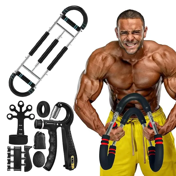 Twister Arm Trainer - Adjustable Stainless Steel Spring Resistance Workout Equipment, Multi-Functional Strength Training Machine with Hand Grip Strengthener for Men, Home Gym Exercise Equipment