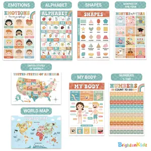 2026 Version | 16 Groovy Boho Educational Posters For Preschool & Kindergarten, Toddler Learning Posters For Ages 1-5, ABC, Numbers, Solar System, Emotions & Classroom, Home Decor
