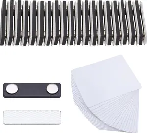[New Deal] DIY Name Badges, 20 Set White Printable Blank PVC Badges (3.38 x 2.13 Inch) with Magnetic Name Tag for Jacket, Lapel,or Shirt - No Holes in Your Fine Jackets or Shirts