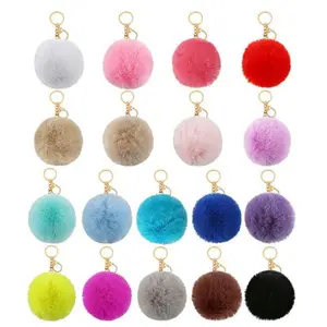 18Pcs Pom Poms Keychains, Fluffy Faux Rabbit Fur Pompoms Keyring for Girls Women Pendant Accessories - Home Improvement.